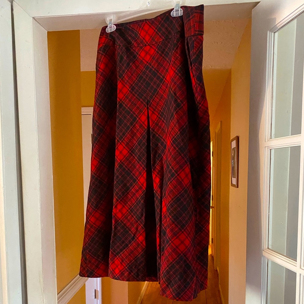 Talbots Red and Black Plaid A-Line Skirt